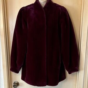 Carol Horn Vintage Burgundy Faux Fur Car Coat size L